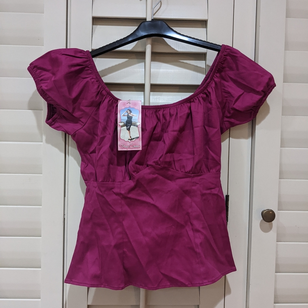 Pinup girl clothing peasant top M BNWT